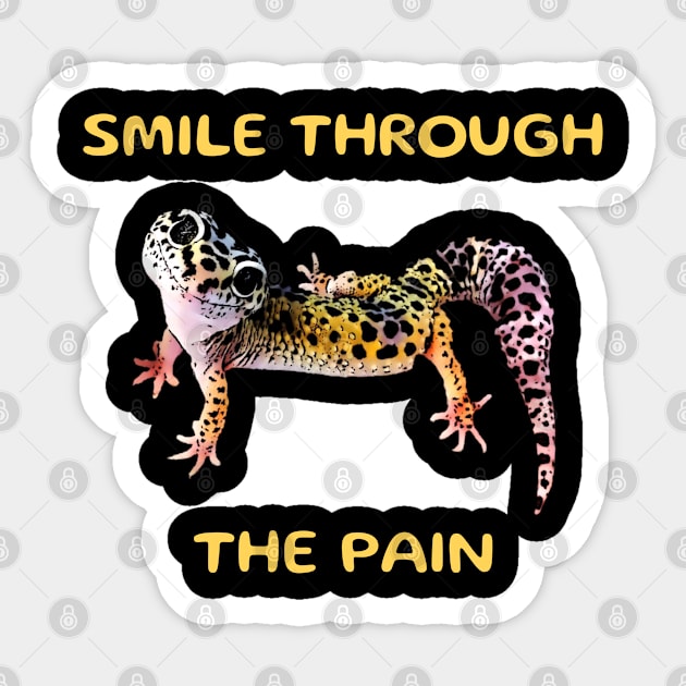 Leopard Gecko Smile Through the Pain Funny Pet Lizard Lover Sticker by DrystalDesigns